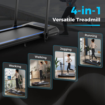 2 in 1 Folding Treadmill with Incline with Remote Control