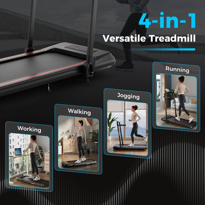2 in 1 Folding Treadmill with Incline with Remote Control