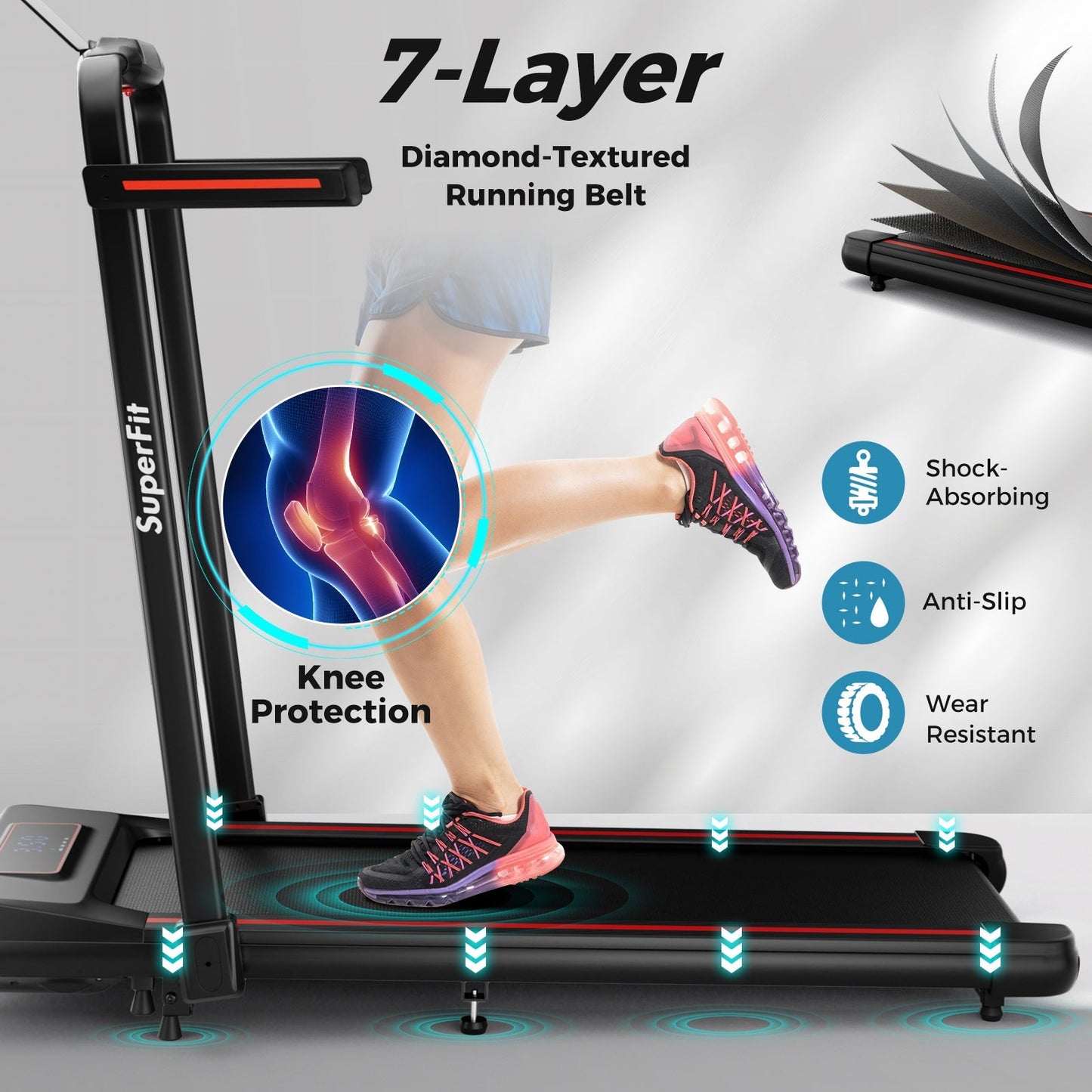 2 in 1 Folding Treadmill with Incline with Remote Control