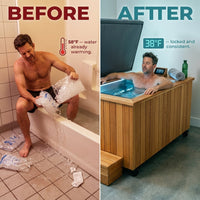 Cedar Cold Plunge Built for Daily Recovery, 304 Stainless Steel Basin, Multi-Stage Filtration, Whisper-Quiet — Before & After