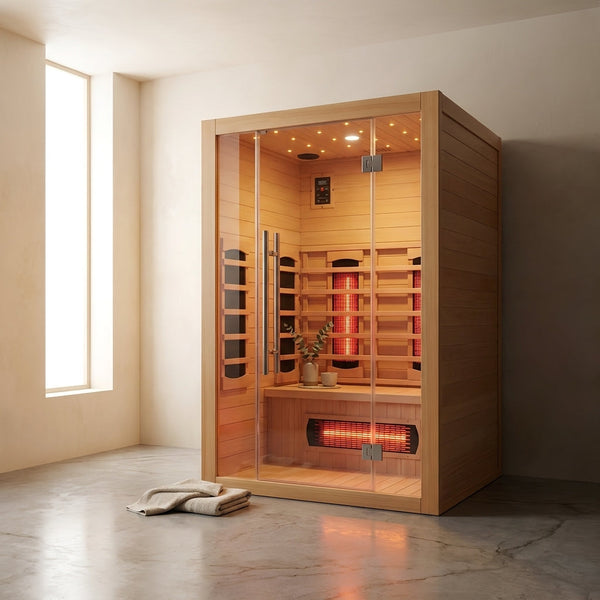 Infrared Sauna Cabin Designed for Home Wellness, FSC-Certified Wood, Multi-Zone Heating, Digital Controls