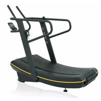Manual Treadmill Designed for Natural Running, Self-Powered Curved Deck, Digital Monitor, Compact Frame