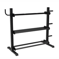 Weight Rack Built for Home Gym Organization, Commercial-Grade Steel, Three Shelves, Olympic Plate Pegs