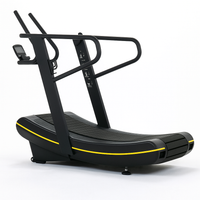 Manual Treadmill Designed for Natural Running, Self-Powered Curved Deck, Digital Monitor, Compact Frame